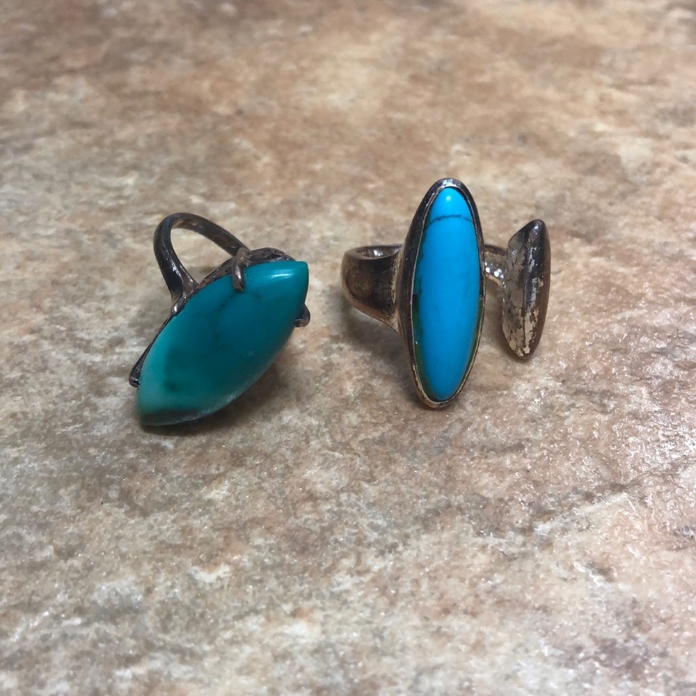 Two faux turquoise rings